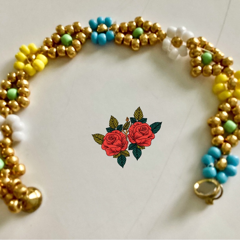 Gold and Multicolor Beaded Bracelet